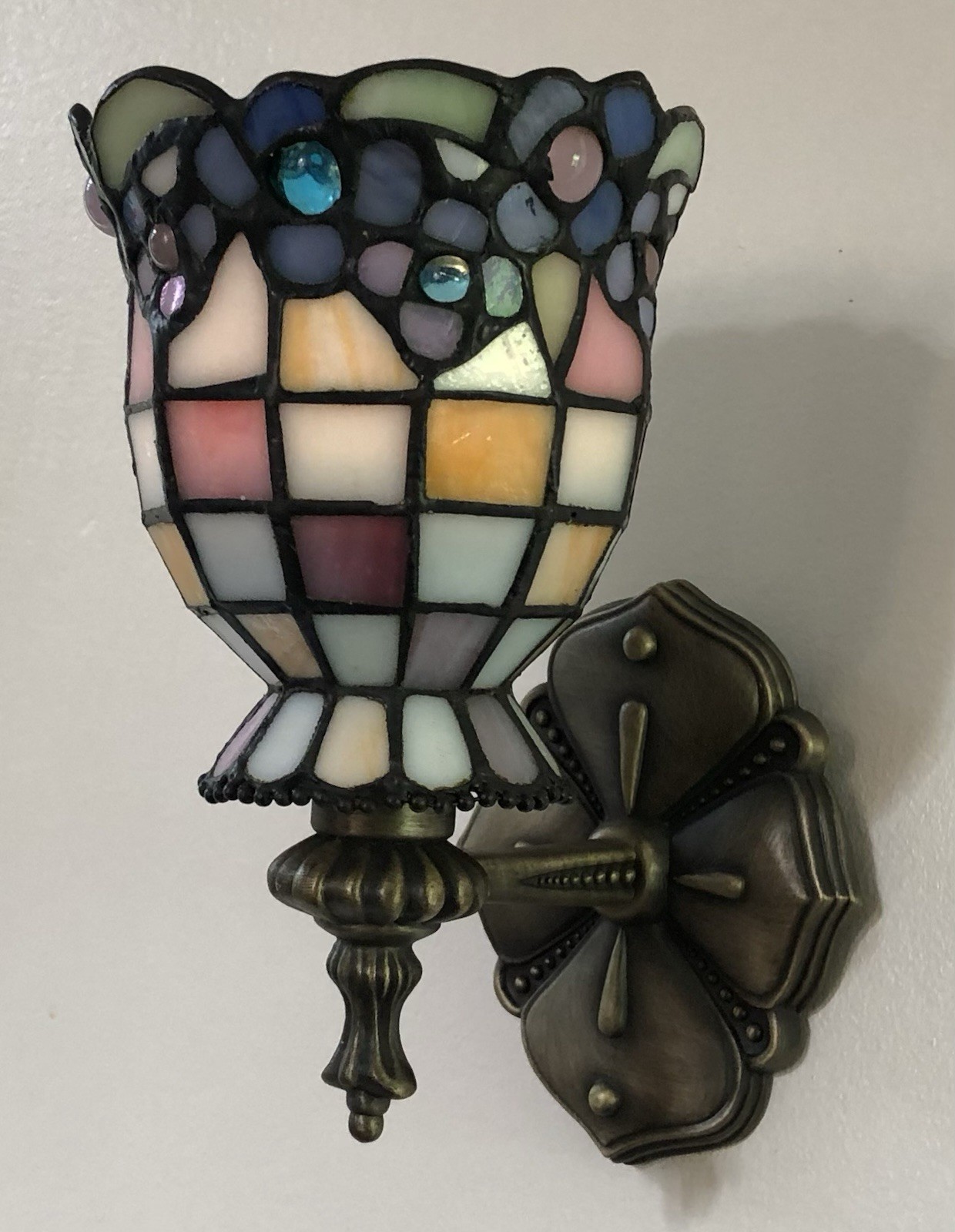 PartyLite HYDRANGEA Wall Sconce P9353 Tiffany Stained Glass Votive Tea Holder