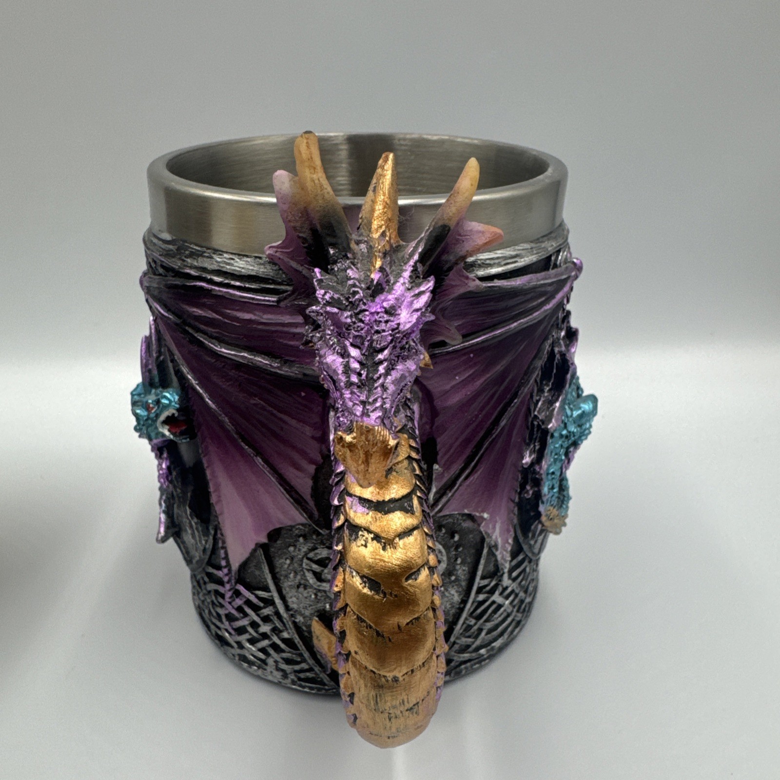 Ebros Conception Blue Fire Purple Dragon & Alikiki Steampunk Beer Stein Tankards