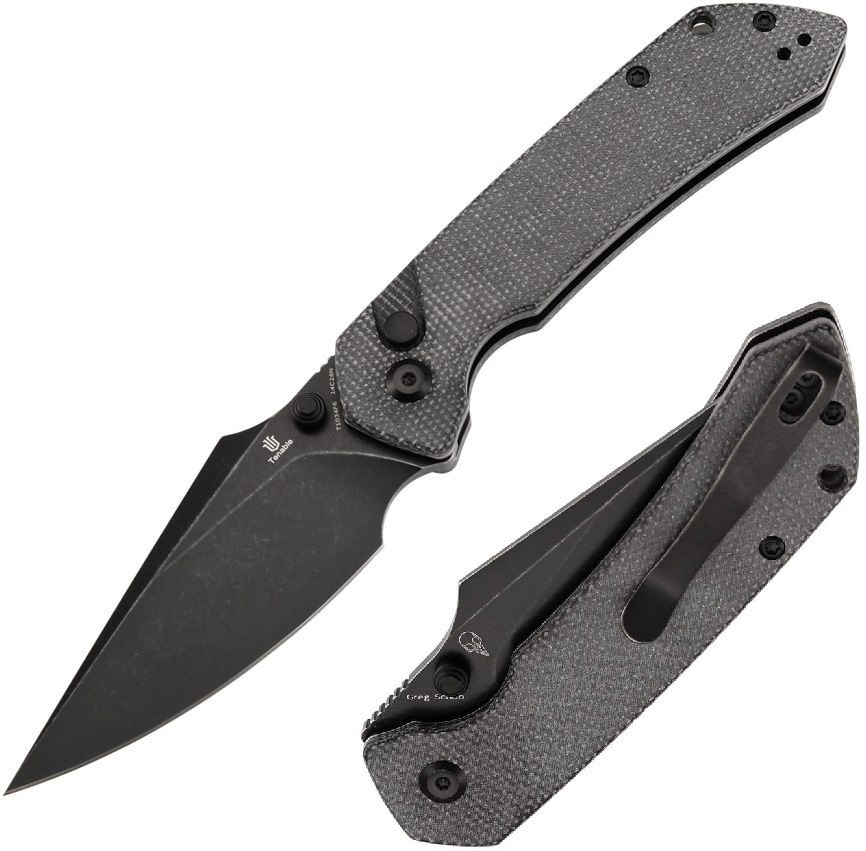 Tenable Knives Fenrir Folding Knife 3.5″ 14C28N Steel Blade Black Micarta Handle