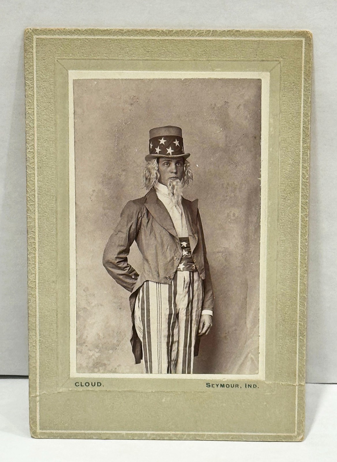 Patriotic Handsome Uncle Sam CDV Striking a Pose Al Mesel, Age 16 Dated 1894