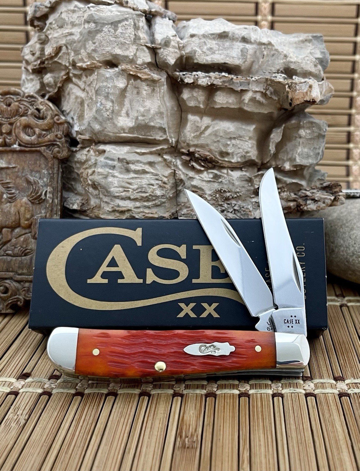 Case XX USA Crandall Jig Tequila Sunrise Bone 57531 Mini Trapper Pocket Knife