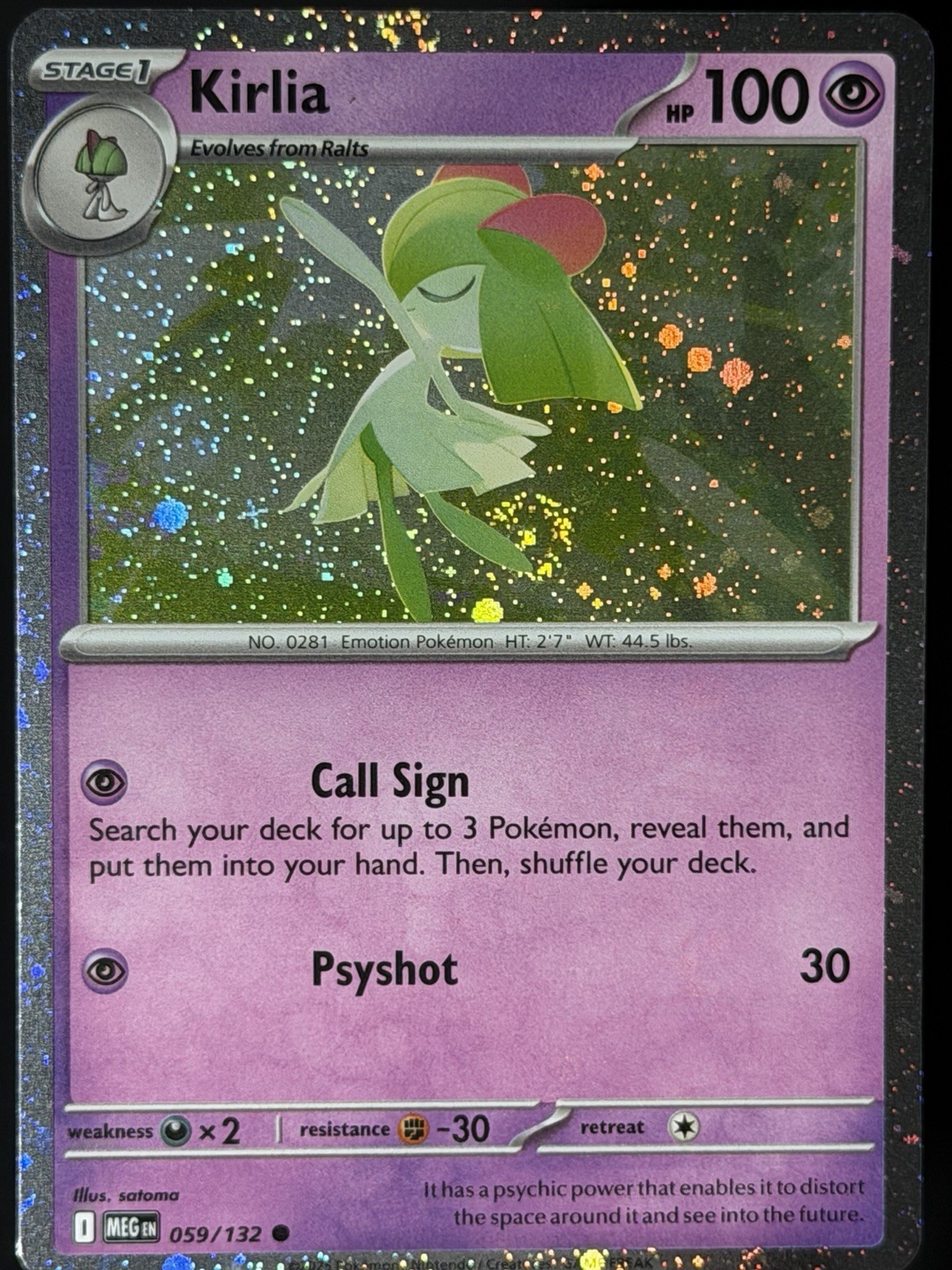 SWIRL 🌀 Pokemon TCG Kirlia 059/132 Mega Evolution Cosmos Holo Promo NM