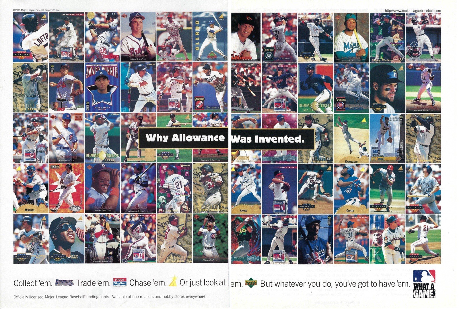 1996 MLB Major League Baseball Cards Why Allowance Was Vintage Print Ad/Poster