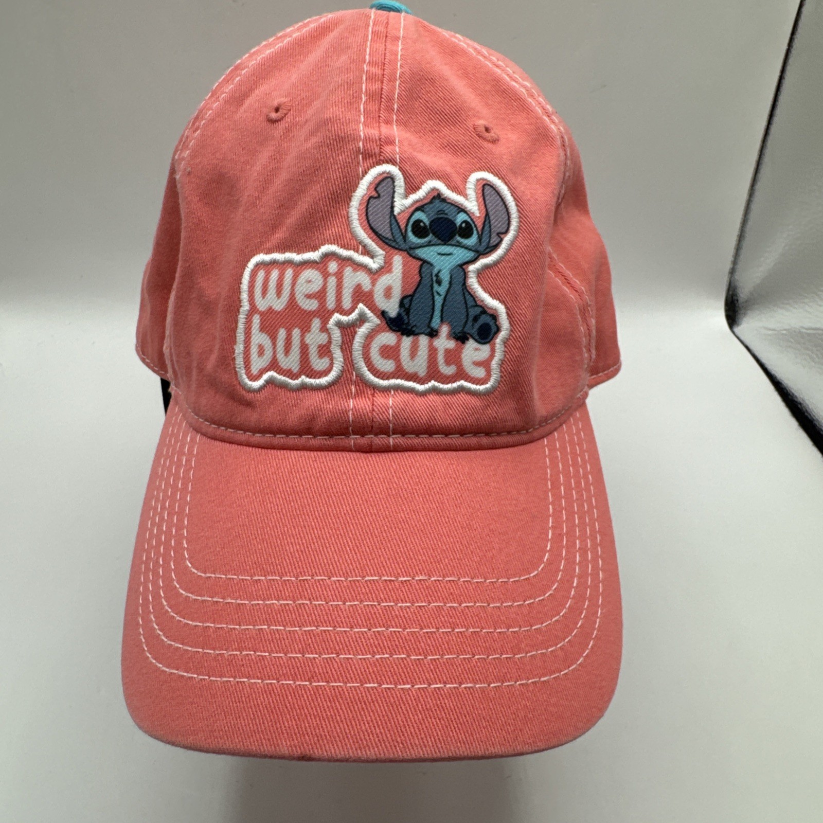 Disney Parks Lilo And Stitch “Weird But Cute” Coral Adult Baseball Hat Cap