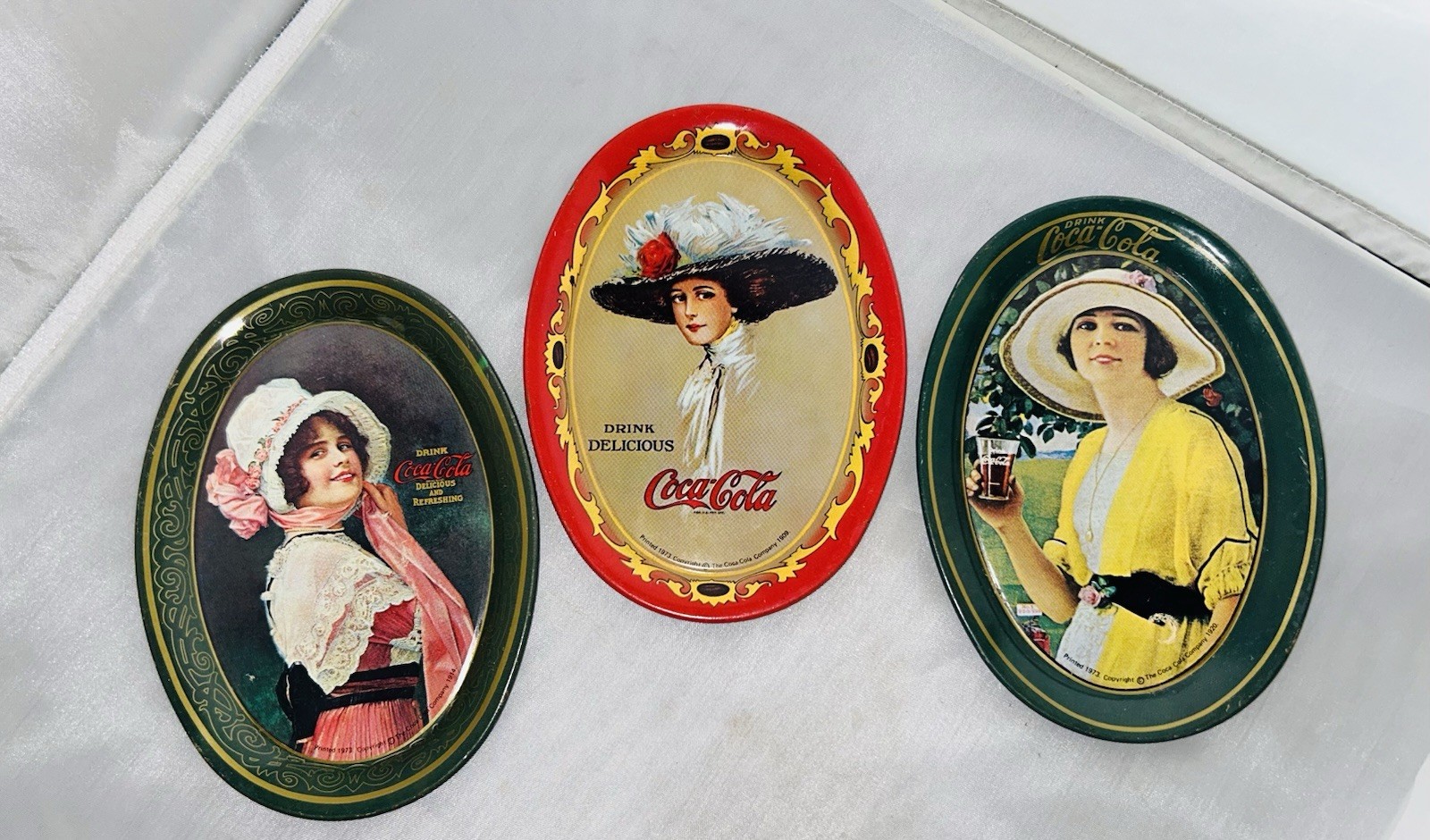 Coca Cola Oval Mini Tin Tip Trays 6in x 4.5inch Lot Of 3