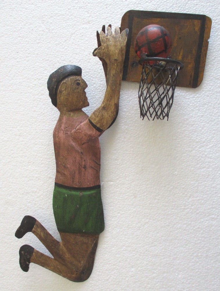 ANTIQUE VINTAGE OLD BASKET BALL WALL HANGING HOME DECORATION