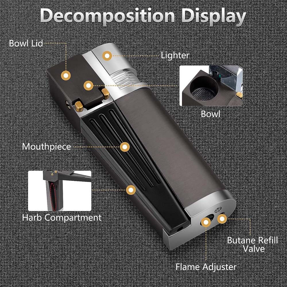 2 in 1 Foldable Metal Lighter Pipe Combination Portable Smoking Lighter 2025