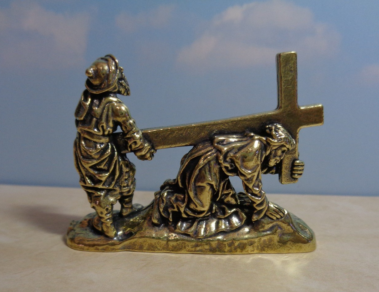 Brass Jesus / Cross Redemption Statue Christian Altar Décor Gift