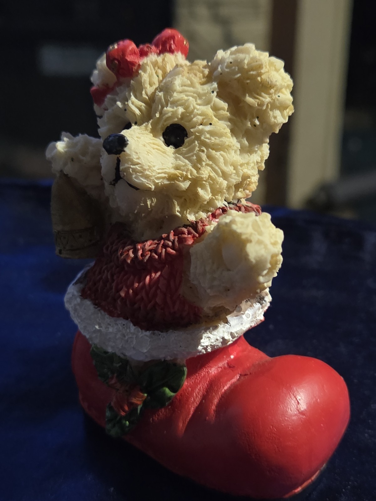 Resin Christmas Teddy Bear In santa Boot
