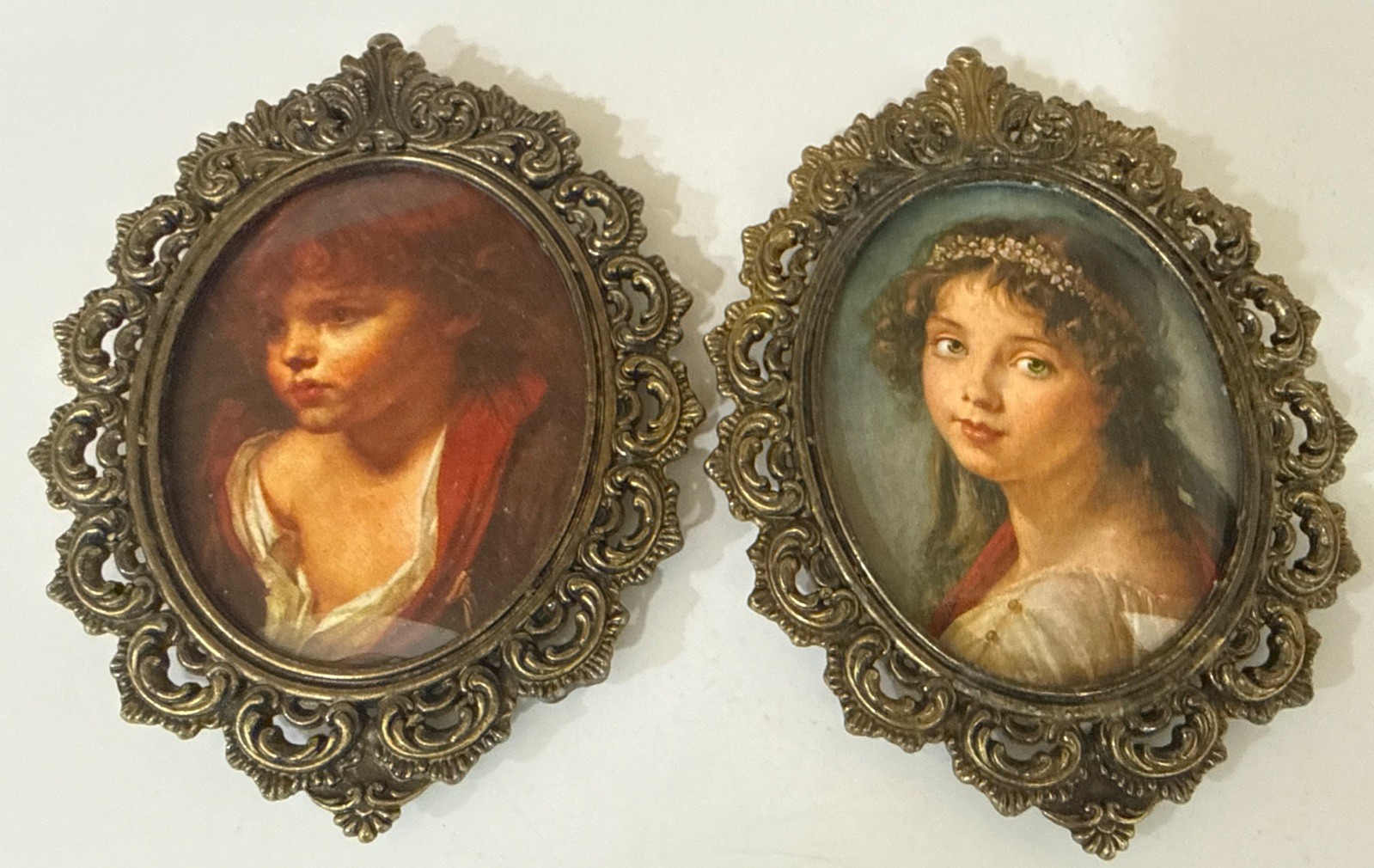 Action Ornate Brass Framed Prints Action Handcrafted in Italy Set of 2 5×4” READ