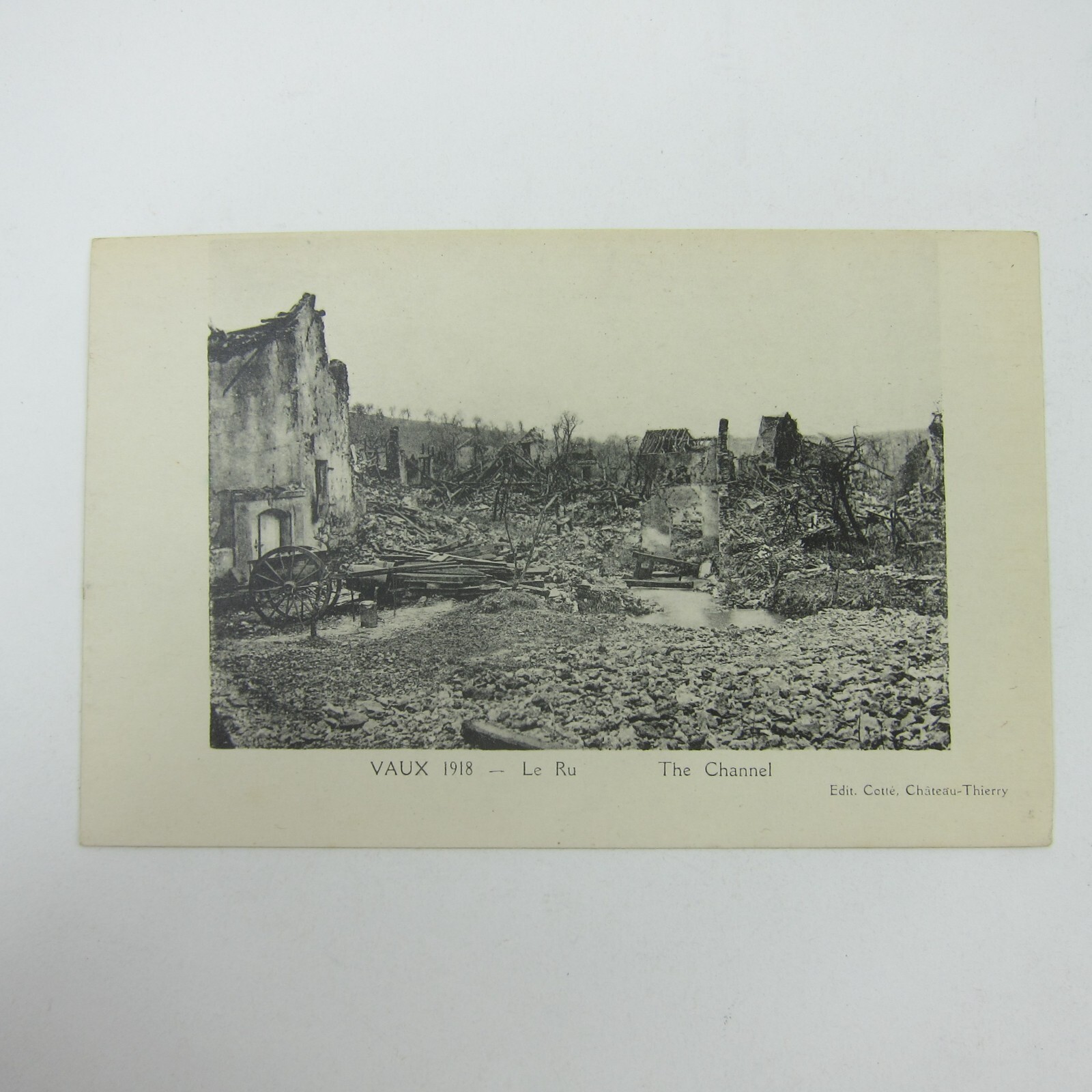 Postcard Vaux France 1918 Ruins of Village The Street Channel WWI Antique RARE