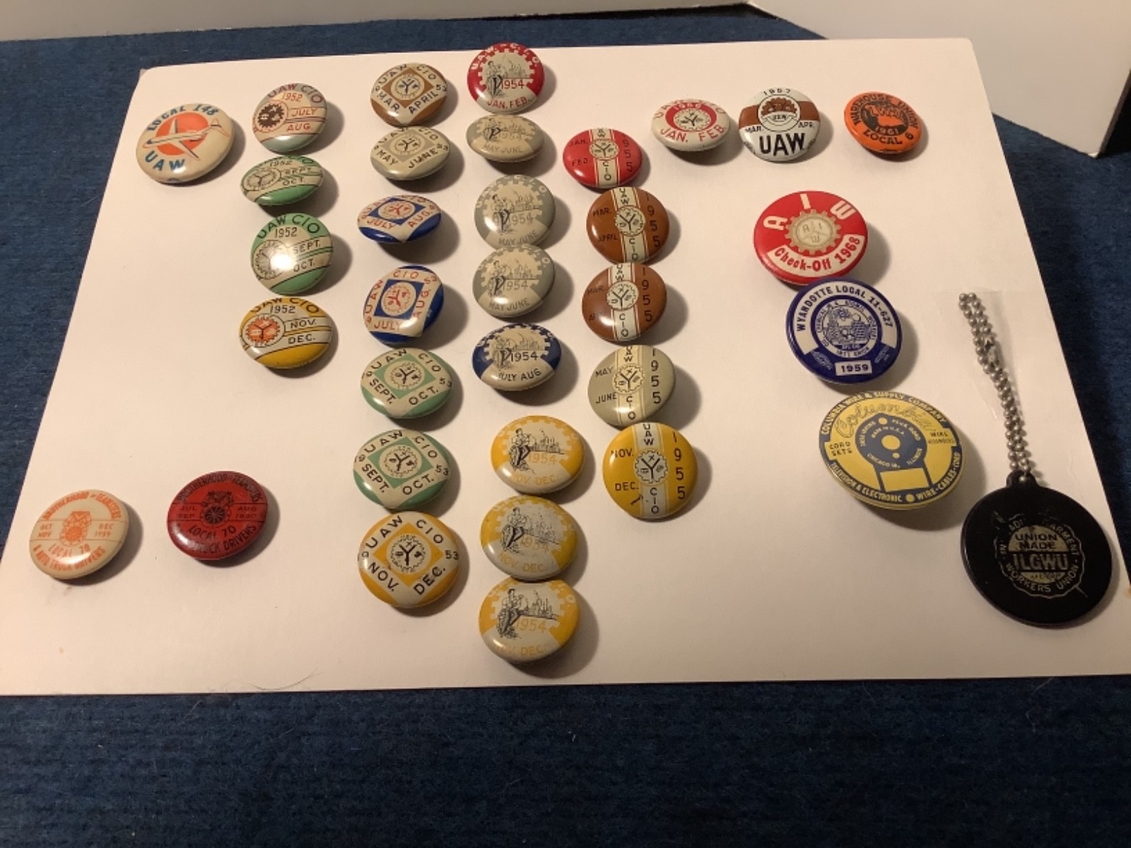 Vintage Union Affiliated Pin Back Buttons Group of 34