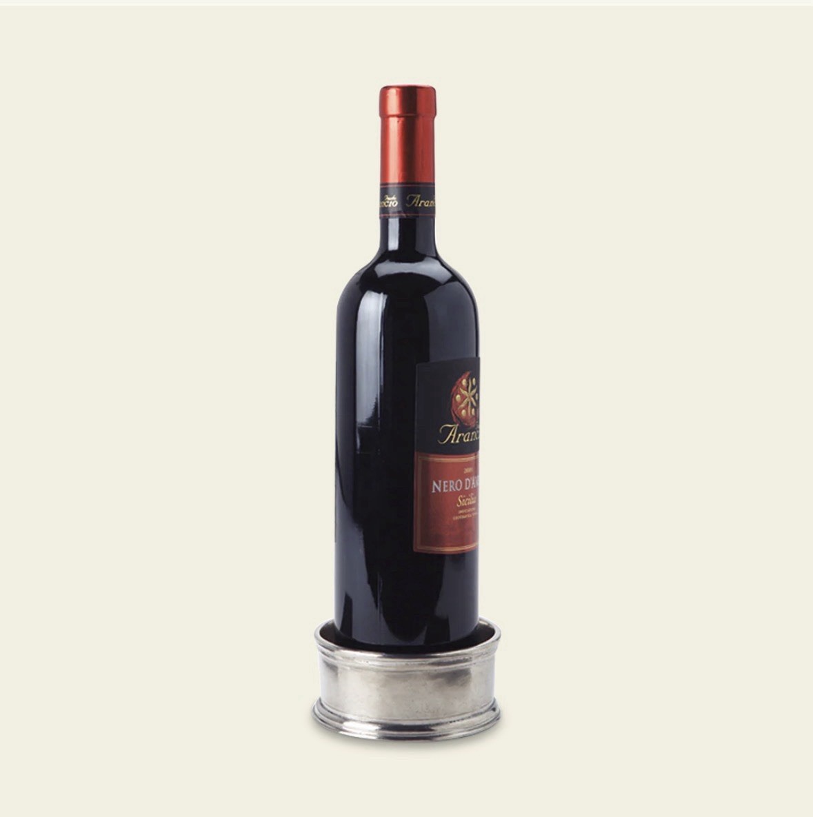 Match Pewter Bottle Coaster with Wood Insert
