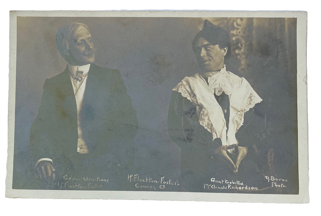 Vintage RPPC Postcard ~ Flockton Foster Comedy Co Col. Armstrong & Aunt Gabitha
