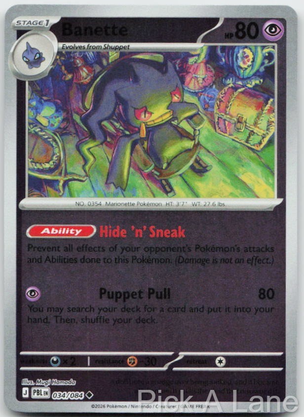 Banette 034/084 Uncommon Pitch Black Pokemon Reverse Holo Near Mint