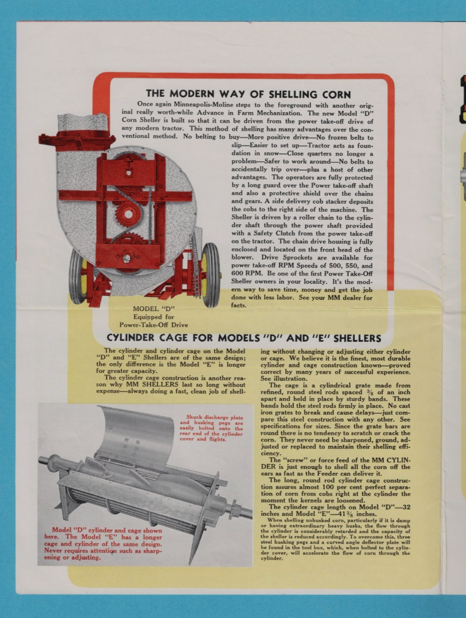 MINNEAPOLIS-MOLINE SHELLERS FOR SNAPPED & HUSKED CORN 12 PAGE BROCHURE 1942