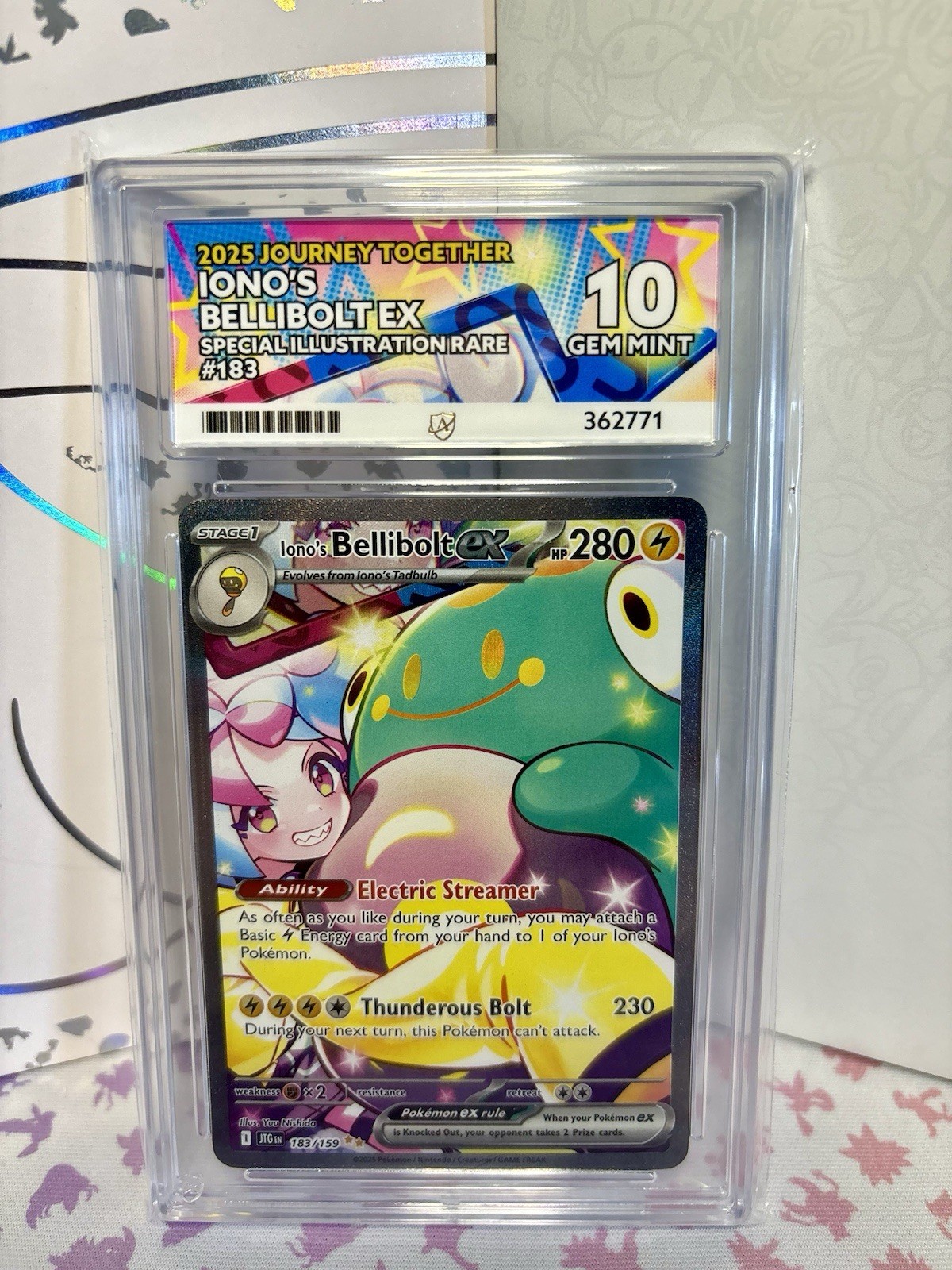 Pokemon TCG S&V Journey Together Ionos Bellibolt EX Sir 183/159 Ace 10 Gem Mint