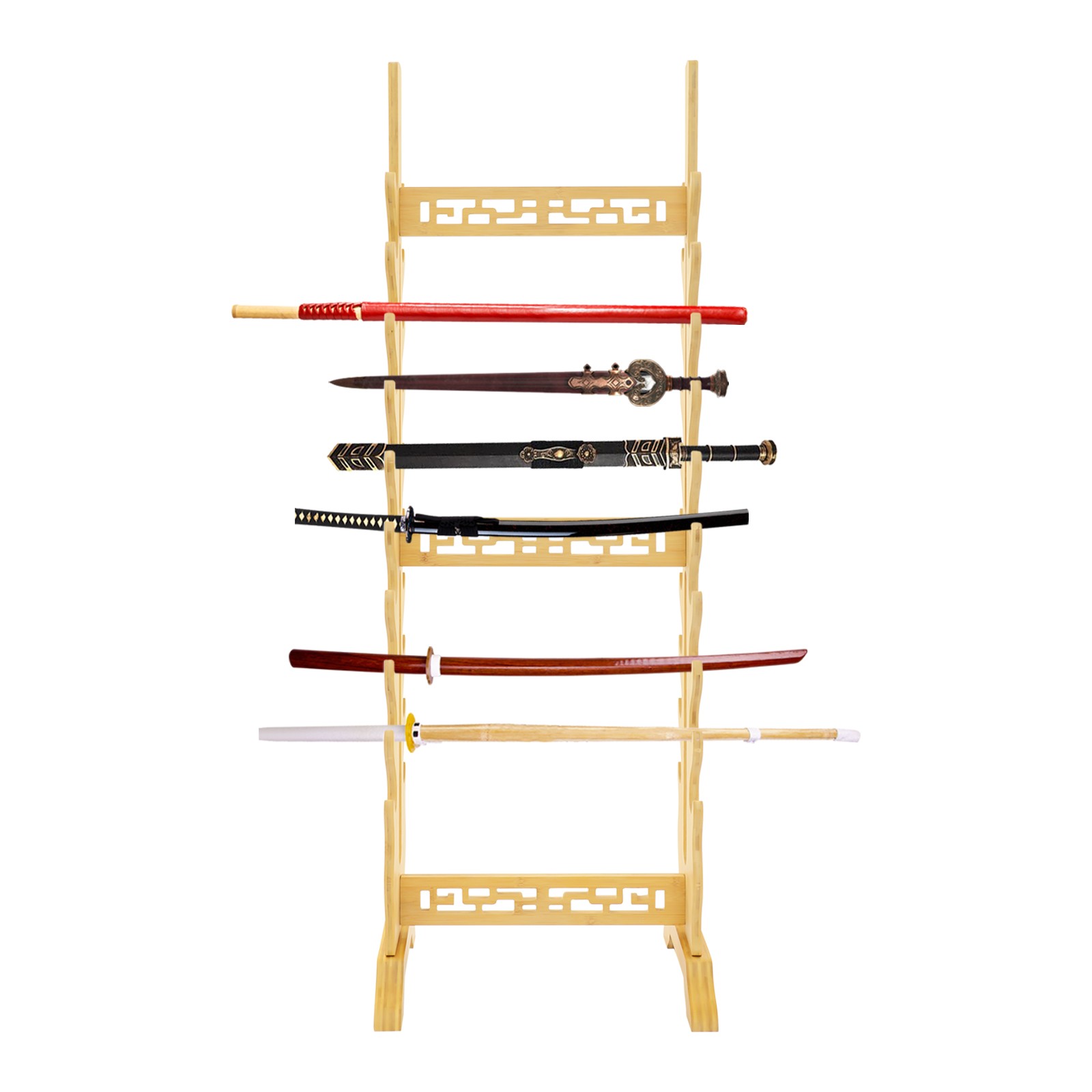 Solid Wood Horizontal Display Rack for Katana Sword 20 Tier Medieval Sword Stand