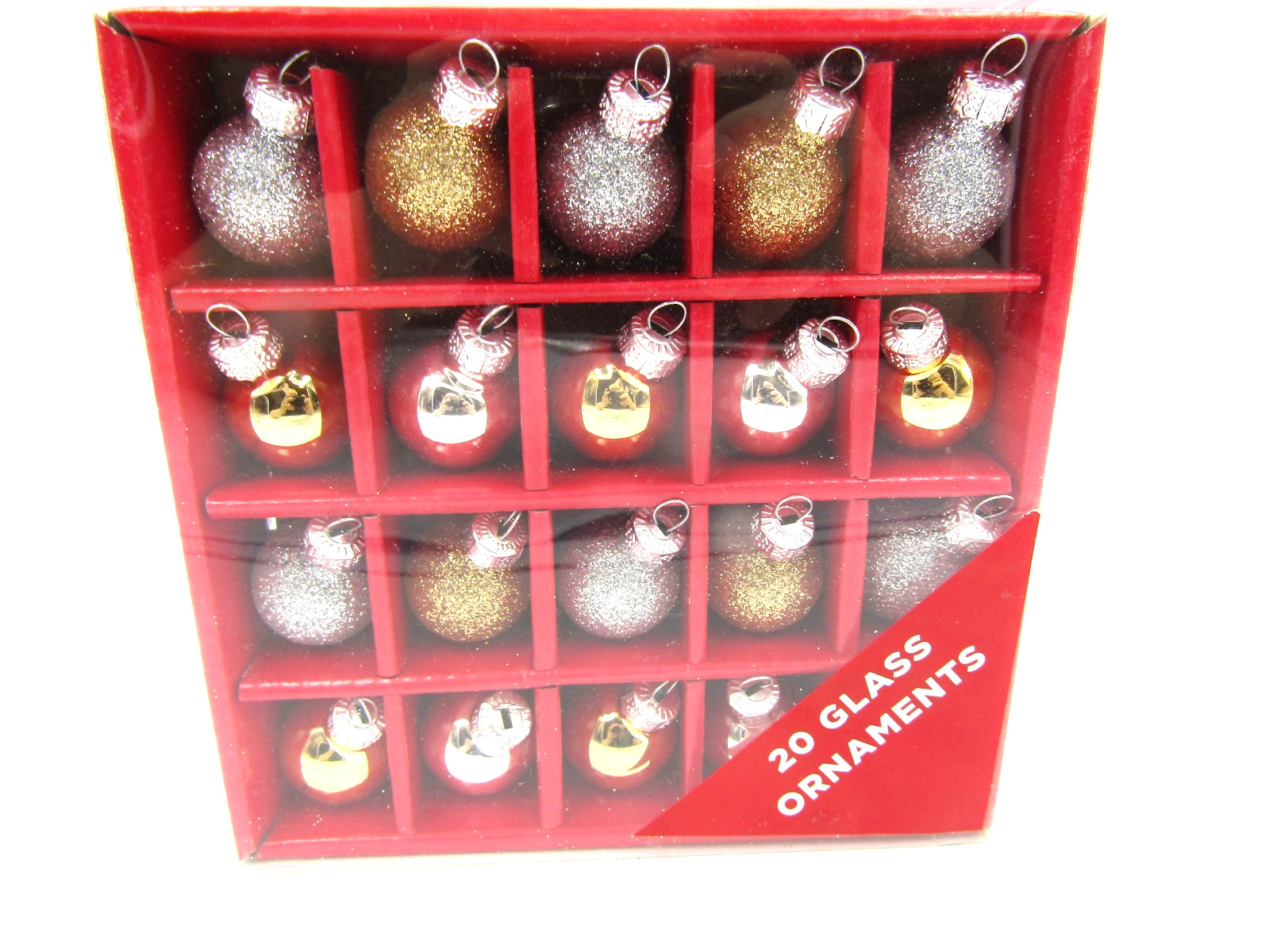 Mini Glitter Happy Holidays Glass Christmas Ornaments (20pcs)