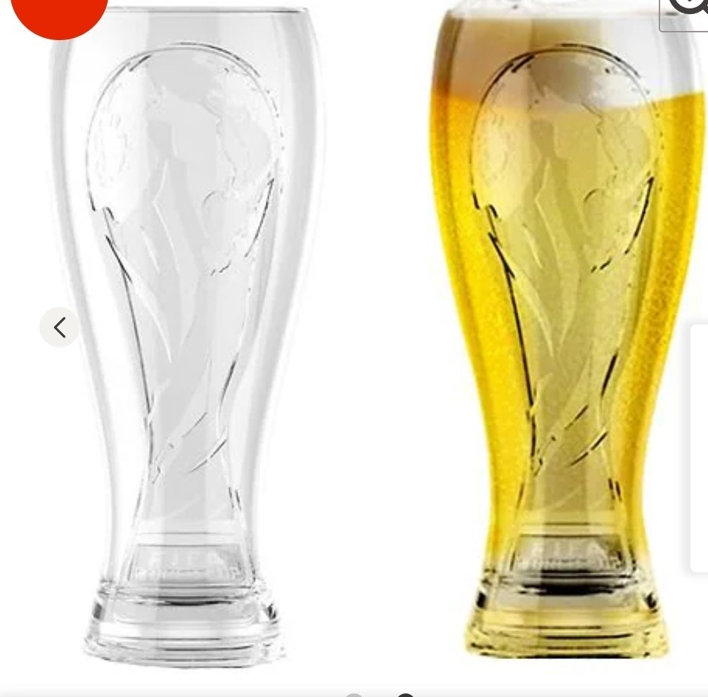 FIFA World Cup Trophy Logo Plastic Beer Glass Clear 17 oz / 500 mL