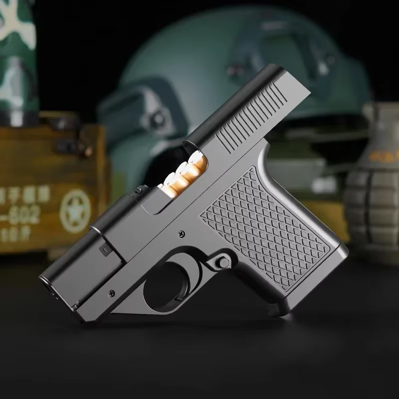 Hand Gun Cigarette Case Jet Flame Torch Lighter with Three Magazine Cartridges