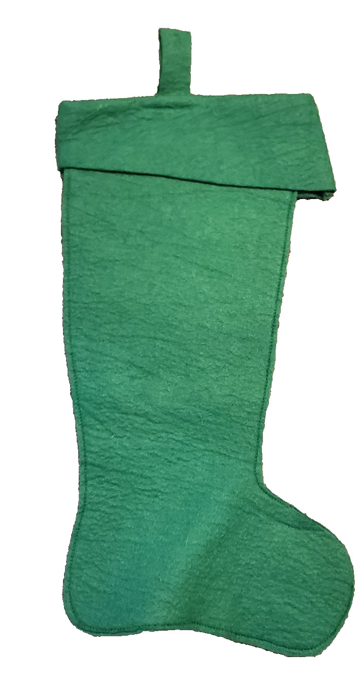 Green Felt Sequin Christmas Stocking Sequins Bells Jack Vintage Handmade
