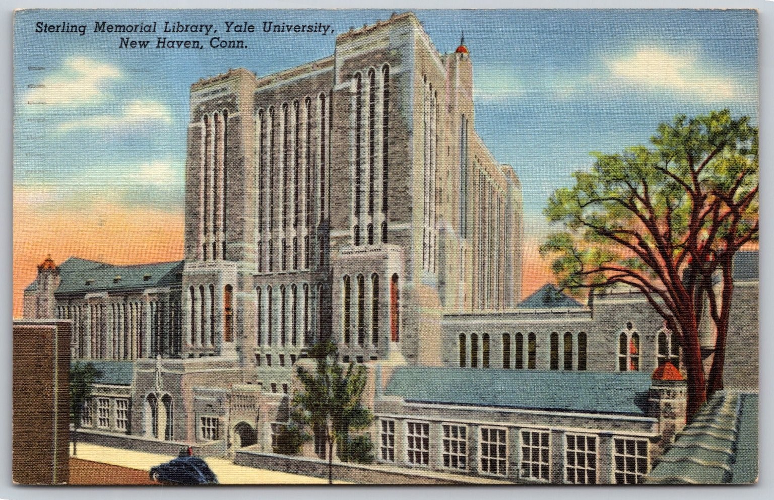 Sterling Memorial Library Yale University New Haven CT 1940s Postcard C445