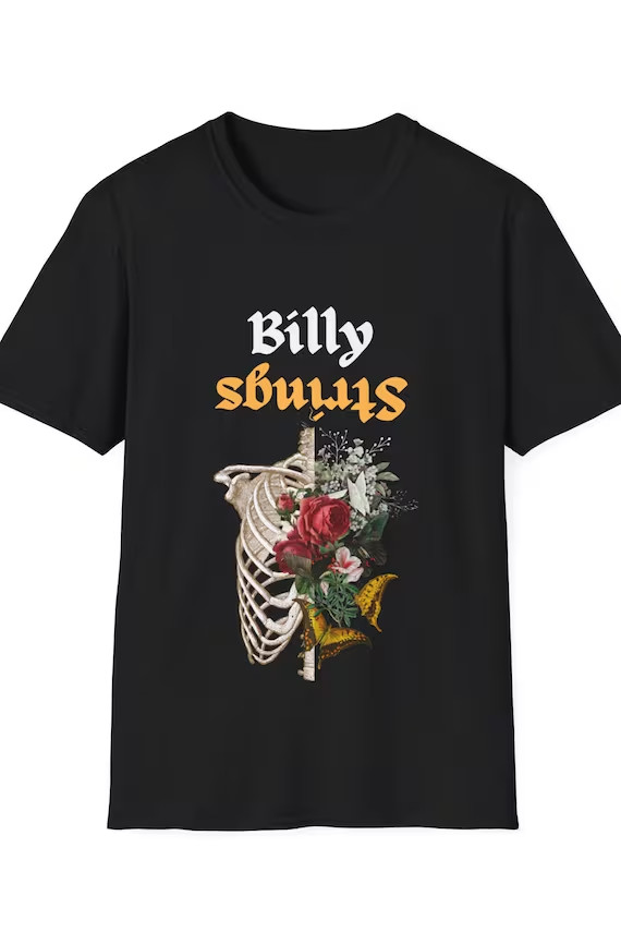 Bluegrass Skeleton Billy Strings Butterfly Black unisex ALl size shirt