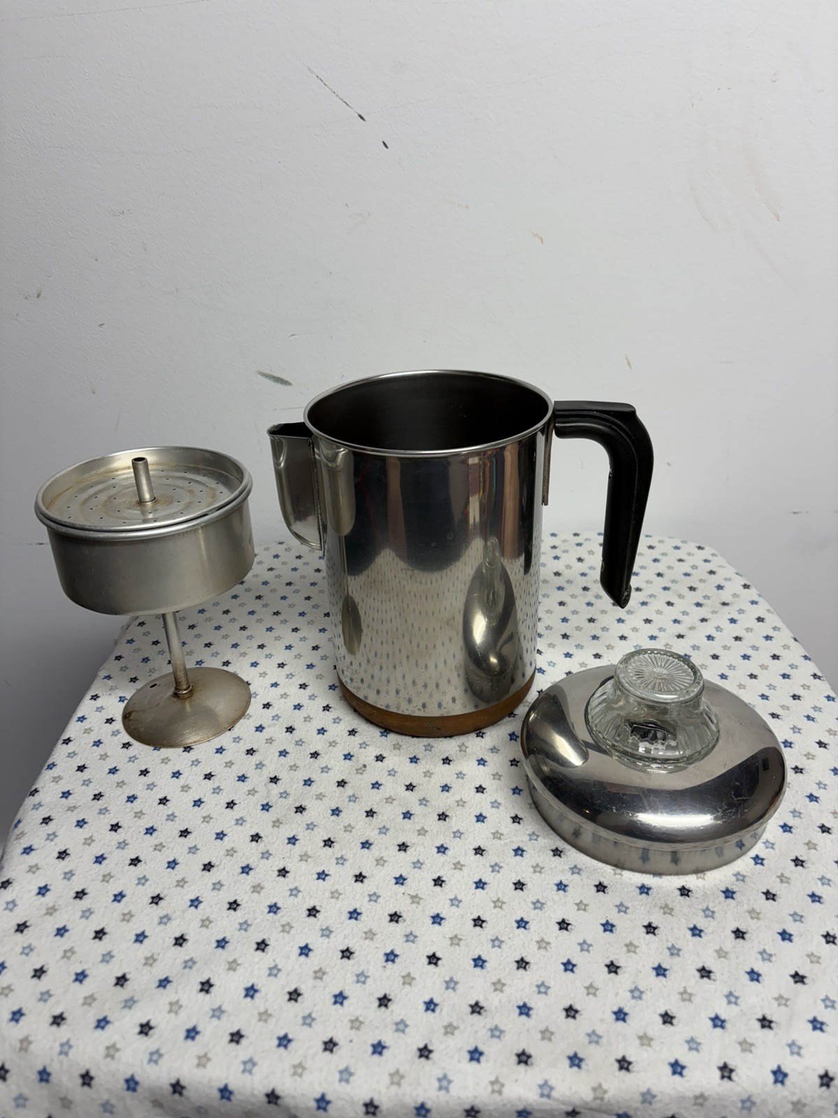 Vintage 8 Cup Revere Ware 1801 Percolator Coffee Pot Copper Bottom Stainless