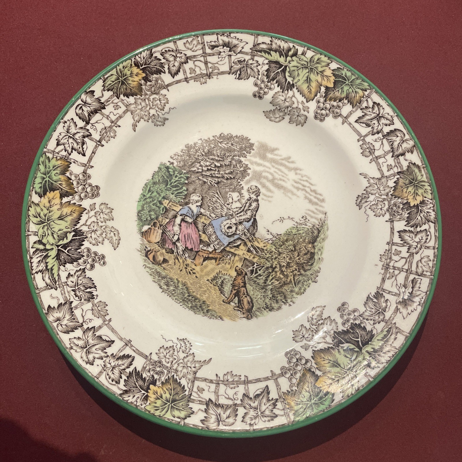 Copeland Spode’s Byron ￼England, green trim ￼6 1/2 Inch Dinner Plate D/1