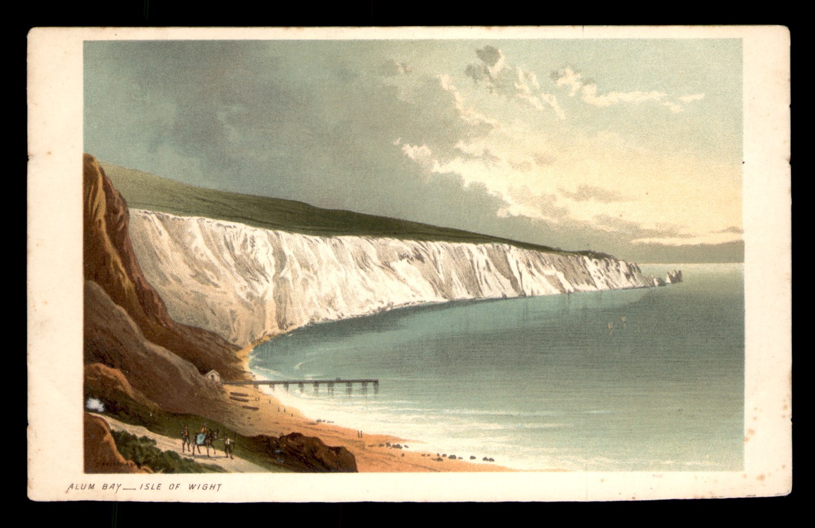 Alum Bay Isle Of Wight England People UNP Postcard Divided