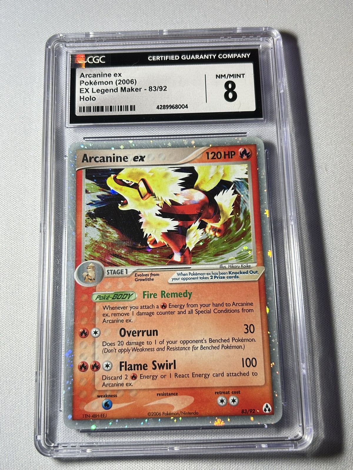2006 POKÉMON LEGEND MAKER ENGLISH HOLO #83 ARCANINE EX /92 CGC 8