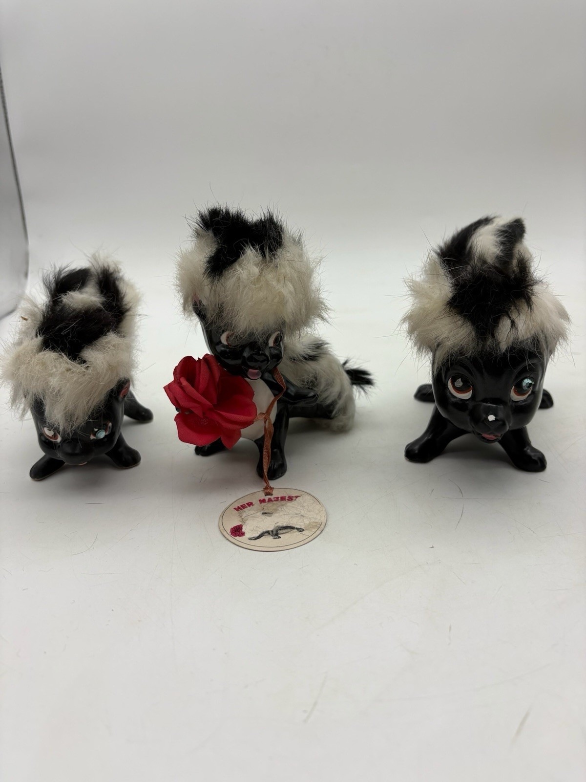 Rare Vintage Napco MCM Skunk Figurines Kitsch 1950s