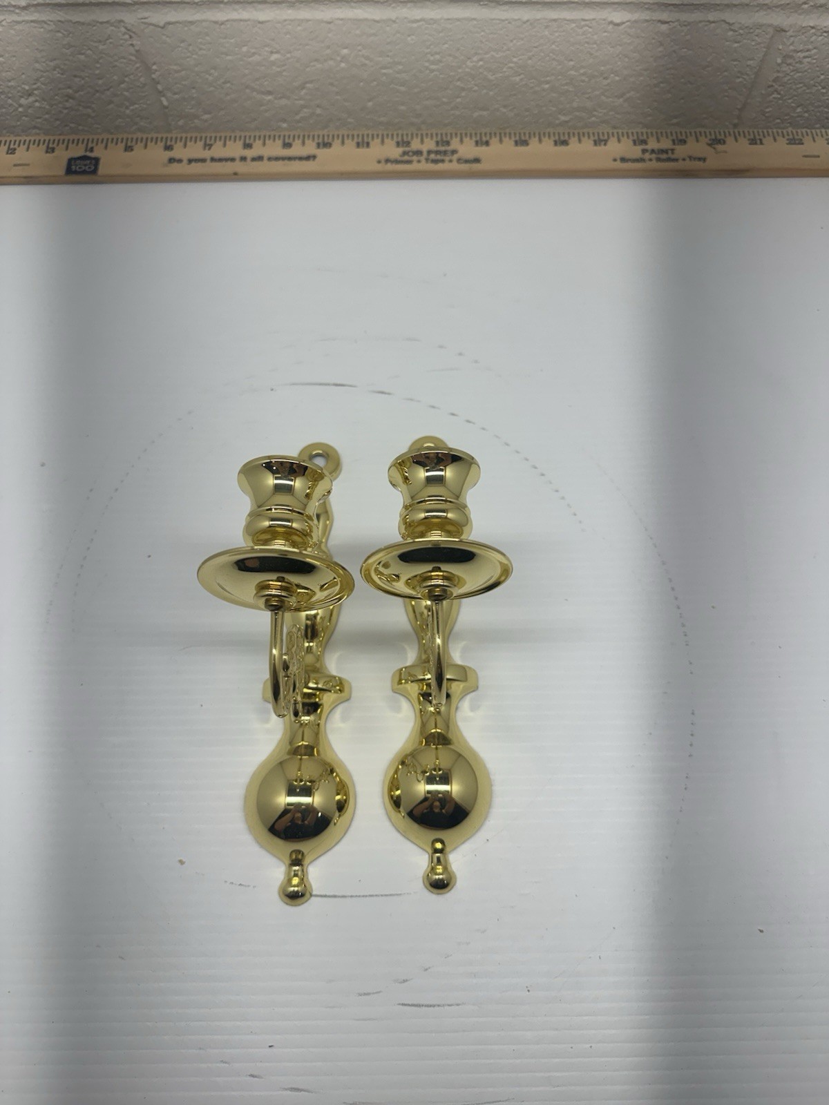 Pair of Vintage Solid Brass Wall Candle Holders Sconces Colonial Traditional