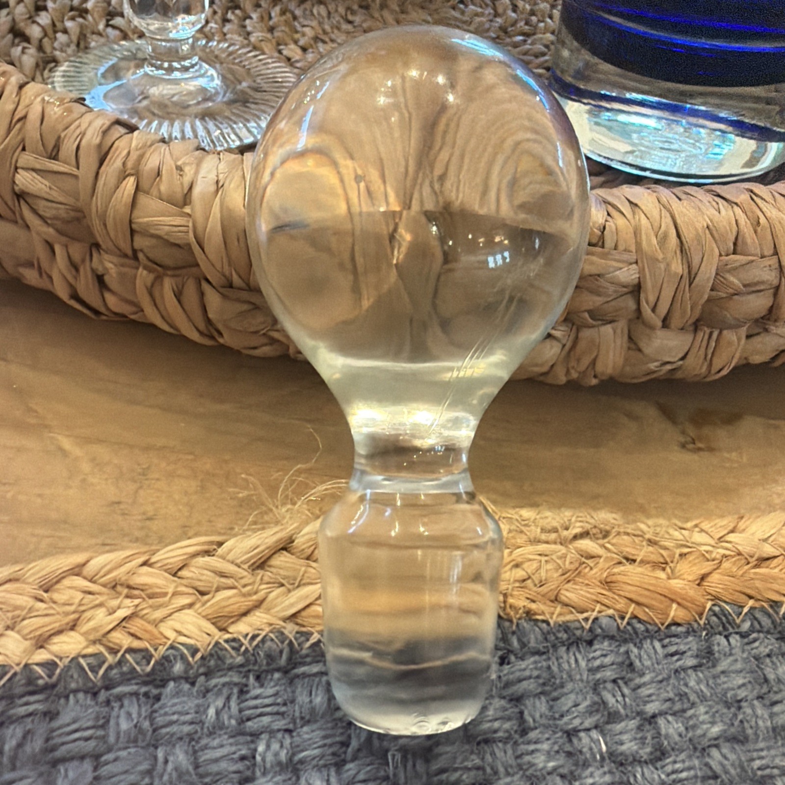 Vintage Large Glass Bottle Stopper Appro -Ball 2” Diameter, Fitter 1 1/4”