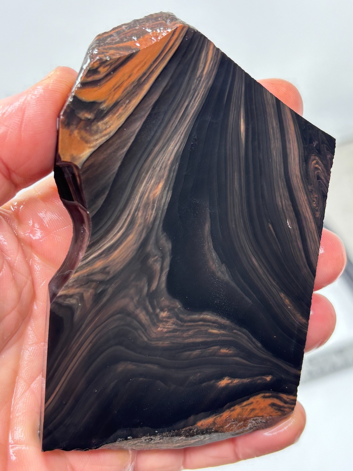 Tri-flow Sheen/Lace Obsidian Slab Lapidary Cabbing Knapping Combo ship avail