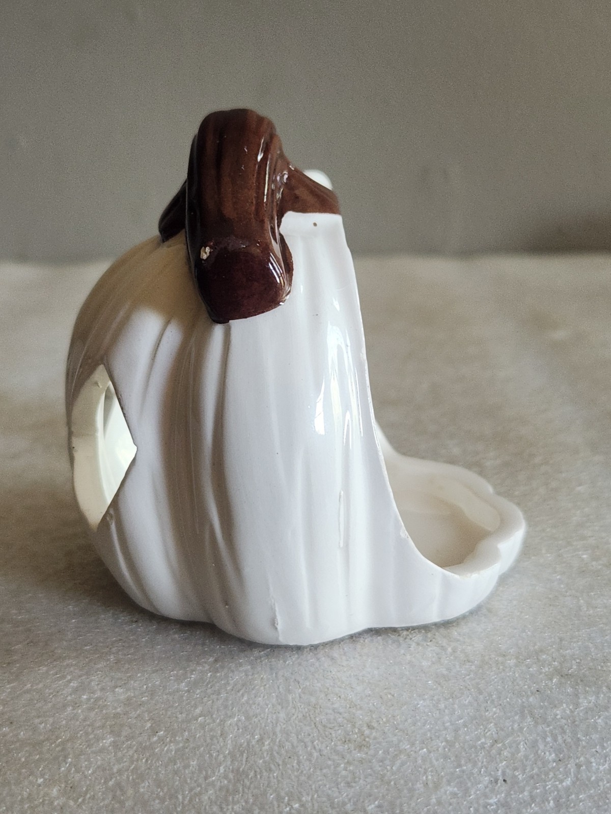 3 Ceramic Pumpkin-Shaped Candle Holders Plus 1 • Blue White Gray 3¼ T 3½” L