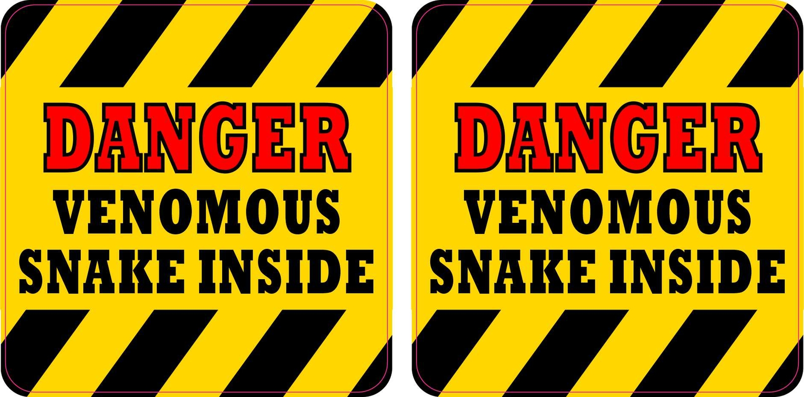3in x 3in Danger Venomous Snake Inside Vinyl Stickers Container Label Decals