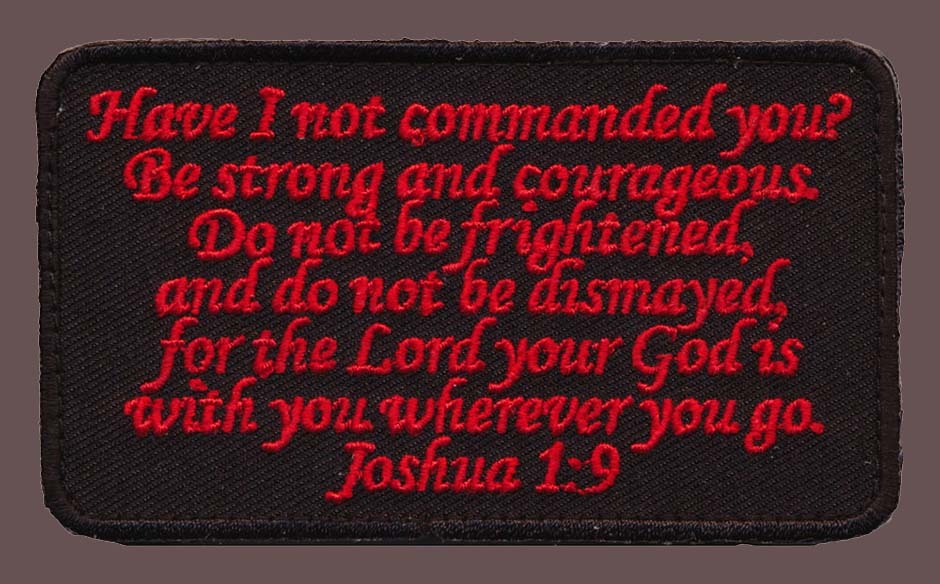 JOSHUA 1:9 ARMY COMBAT RED BLACK IN GOD MORALE HOOK PATCH