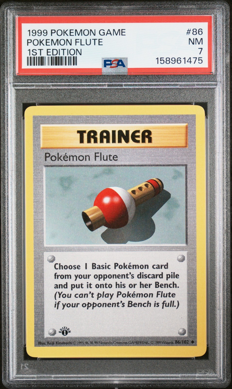 1999 Pokemon Base Set 86 Pokemon Flute 1st Edition PSA 7 Near Mint