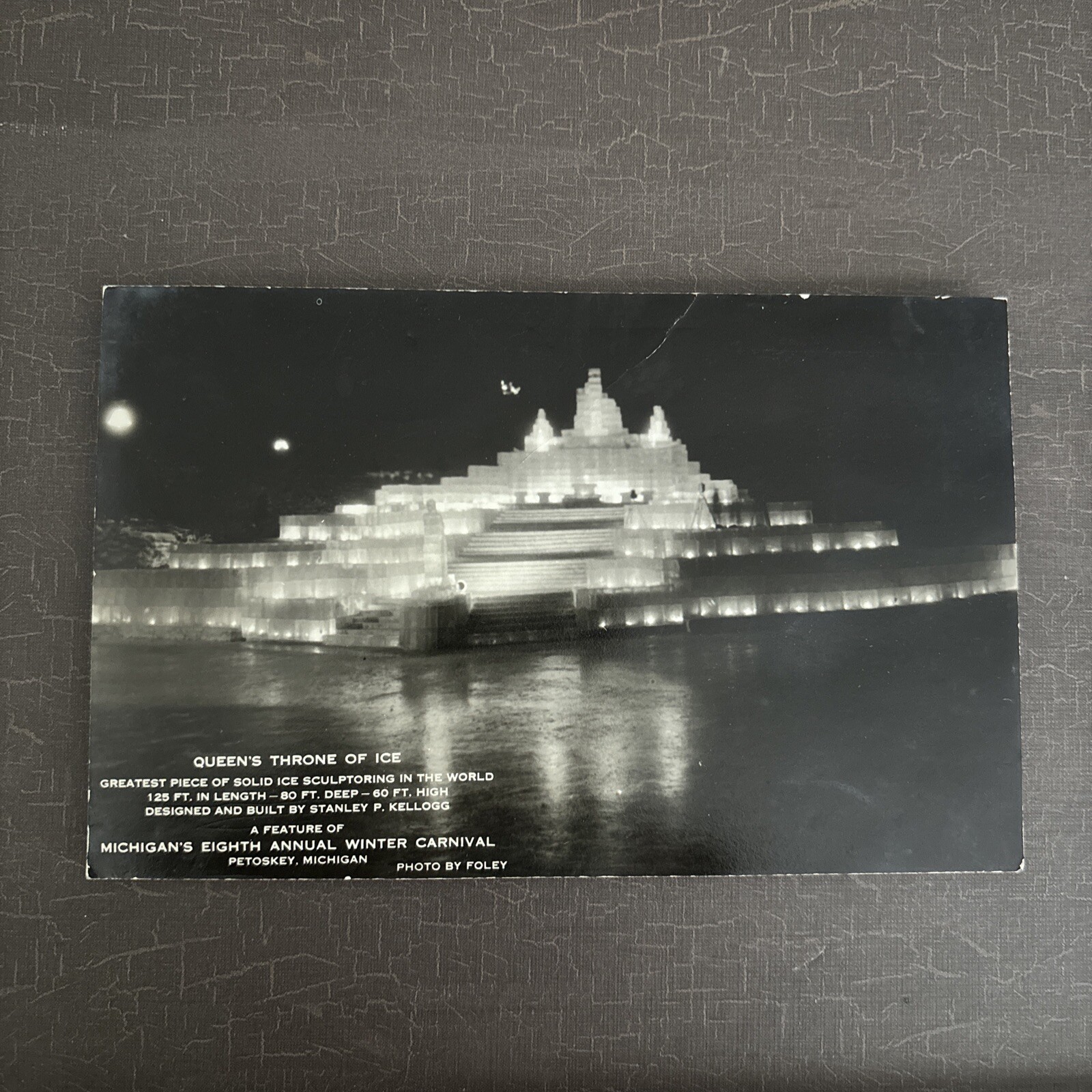 RPPC Postcard AZO Queen’s Throne of Ice Winter Carnival Petosky Michigan 1939