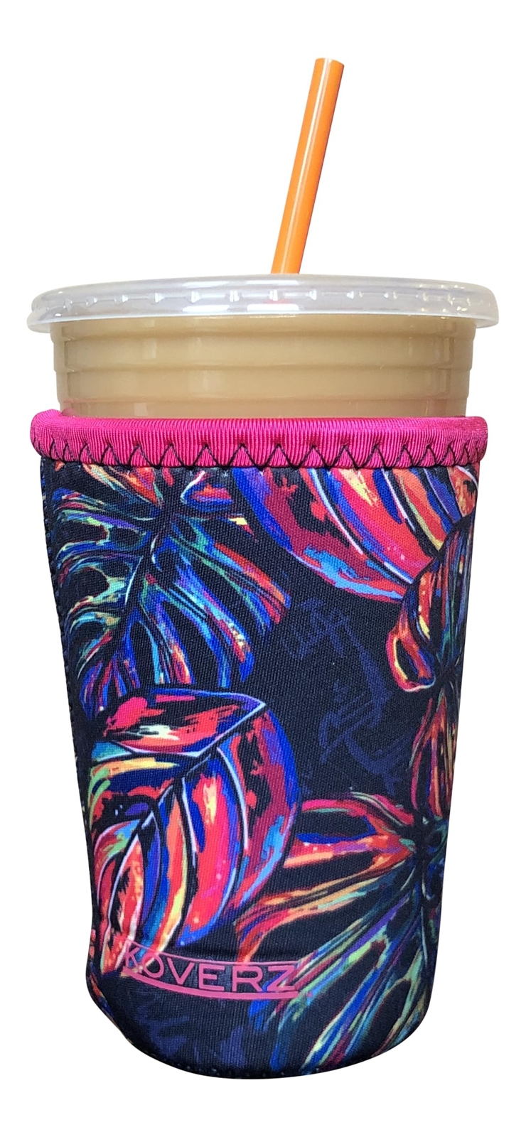 Insulated Neoprene Iced Coffee Sleeve Medium 24oz Reusable Cup Cover Tropics