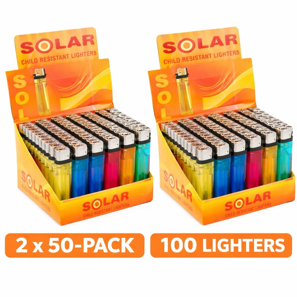 100 Pack Disposable Lighters Assorted Colors Bulk Child Resistant