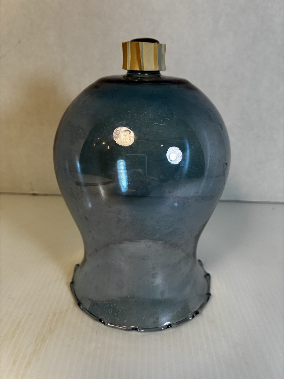 Vintage Homco/Home Interiors Glass Candle Holder Sconce Globe~ OVERSIZED~ Blue