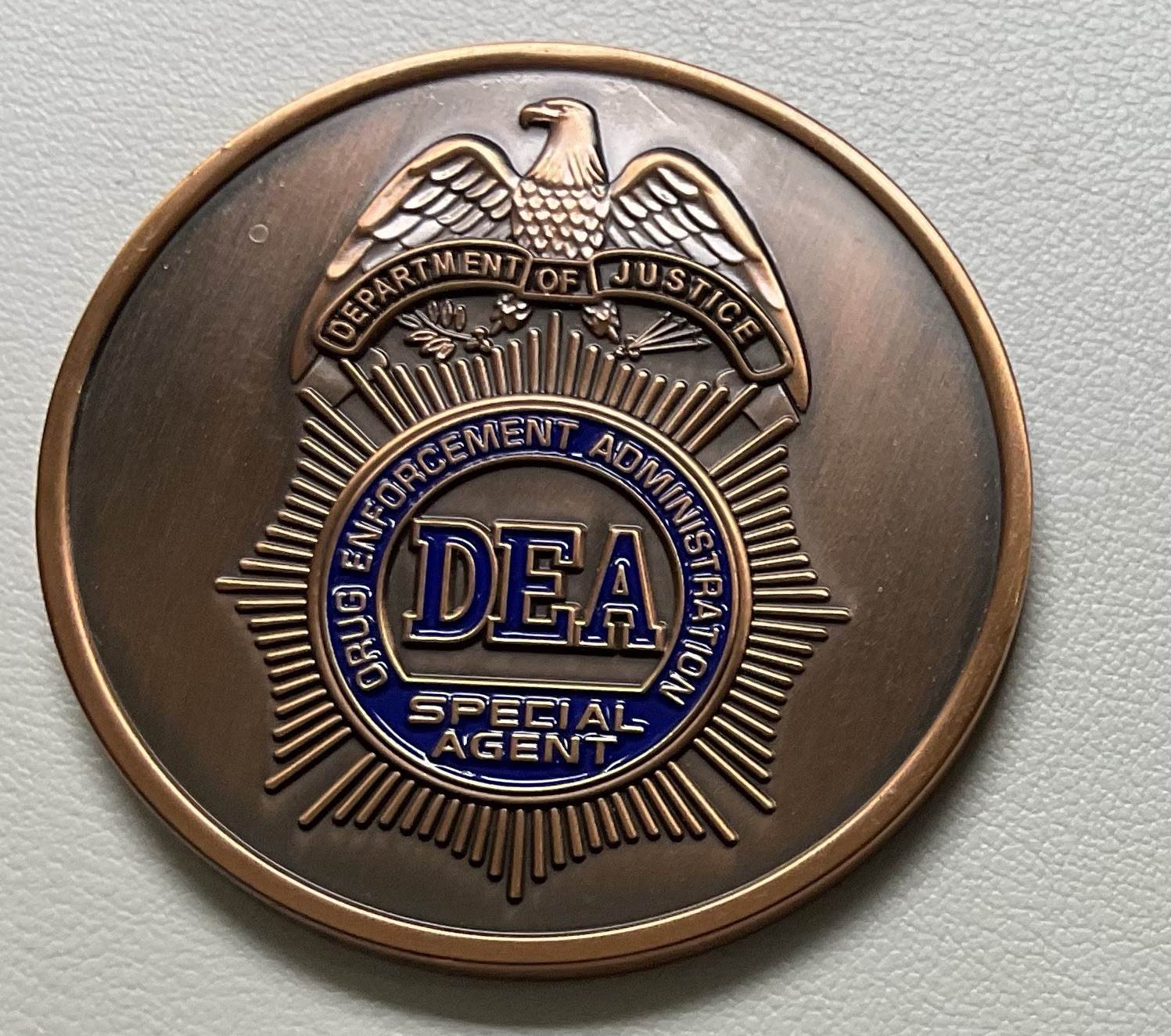 DEA CHALLENGE COIN 2 Inches Undercover CIA Drug Narcotics War Copper