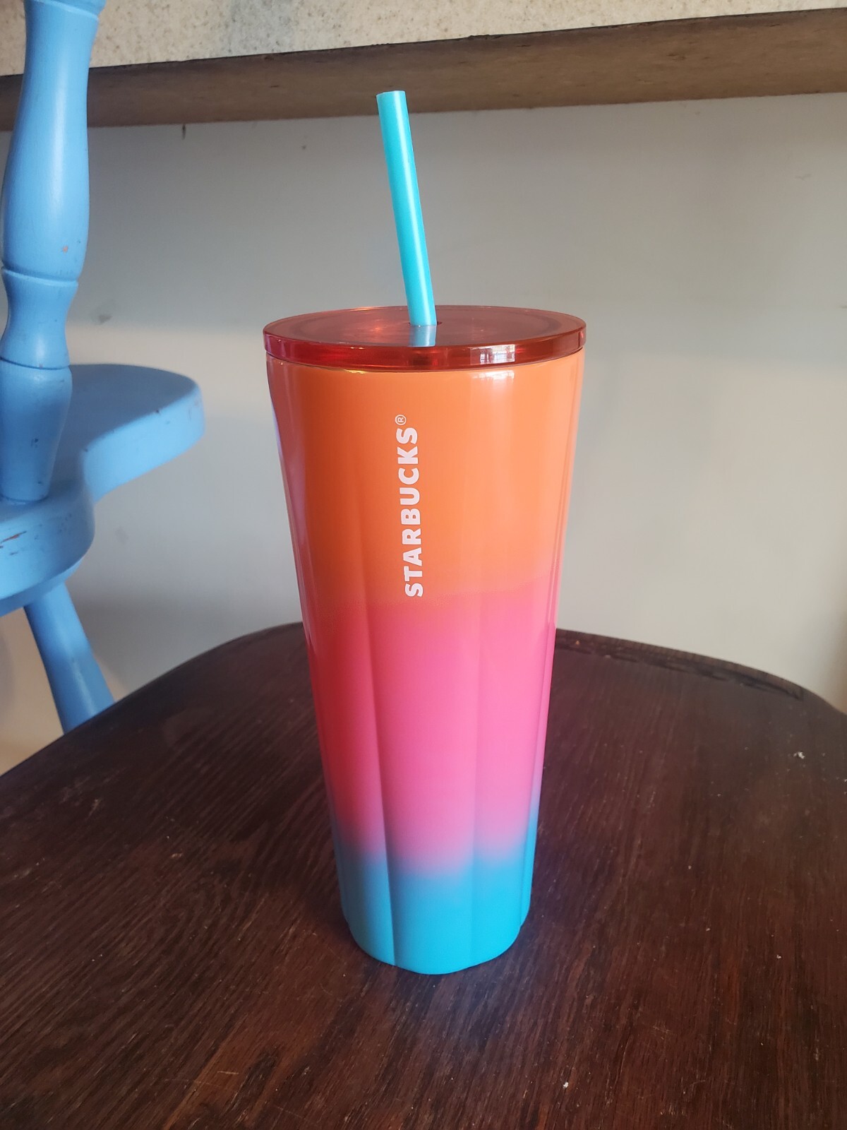 NWT Starbucks Summer 2023 ‘Puffy Gradient’ Pink Orange Blue Cold Cup Stainless