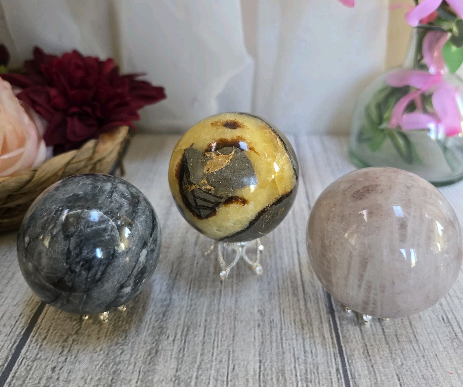 54mm Septarian stone & Hematoid crystal sphere lot (l22)