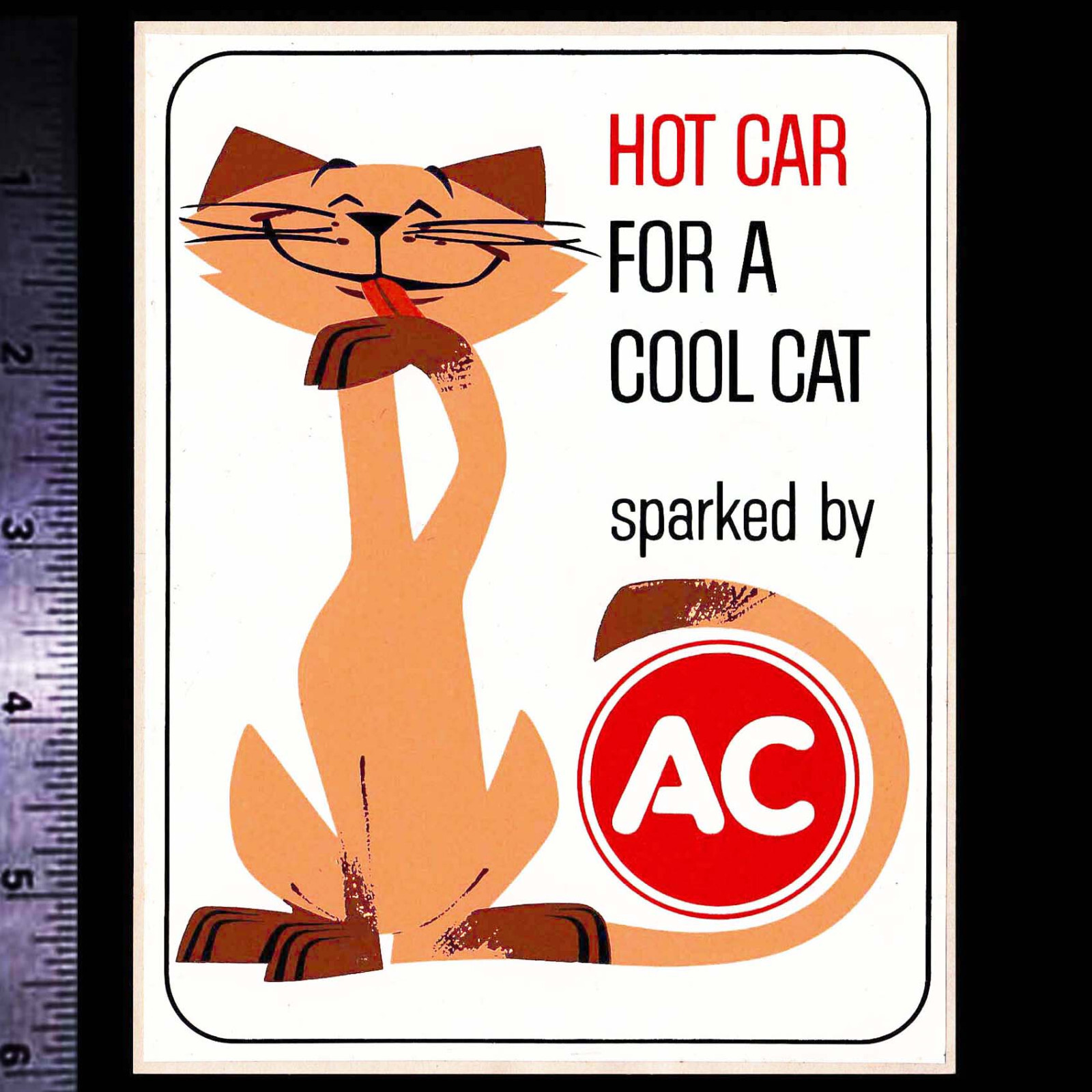 AC Spark Plugs Cool Cat – Original Vintage 60’s 70’s Racing Decal/Sticker Chevy