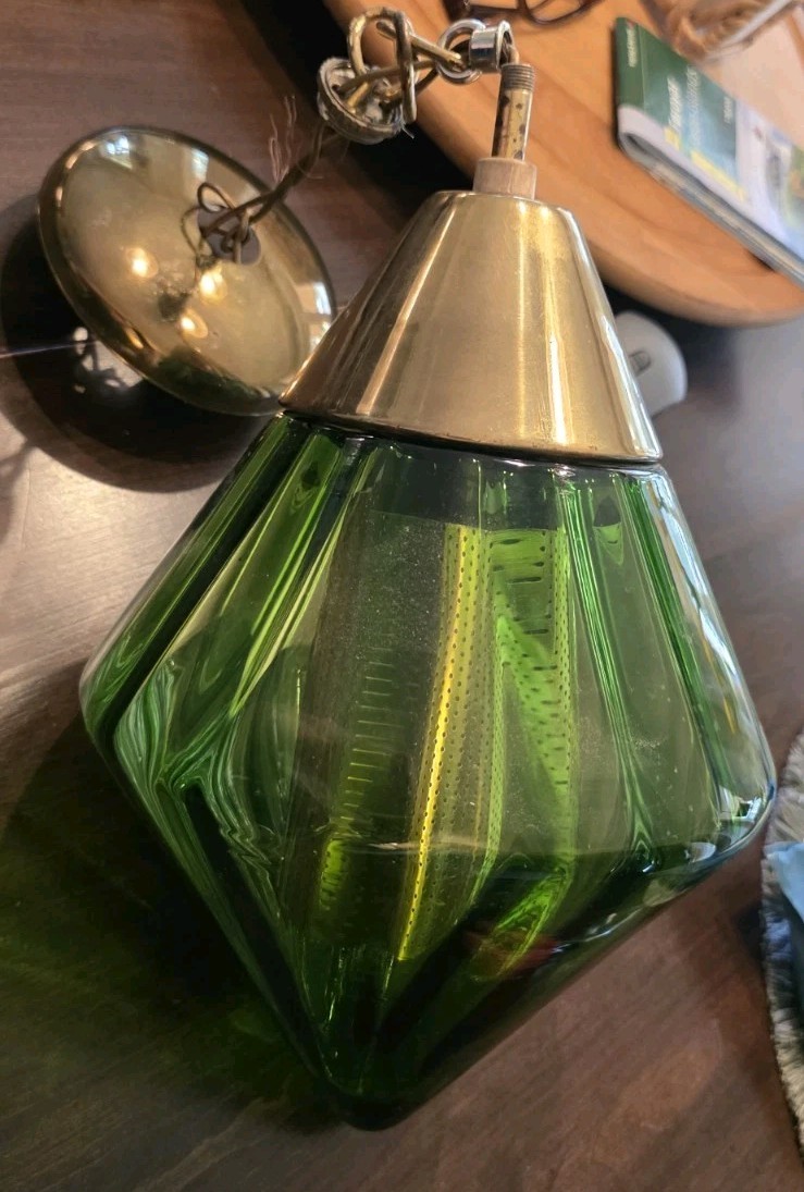 MID CENTURY MODERN Murano EMPOLI glass CHANDELIER ceiling LIGHT pendant 60s