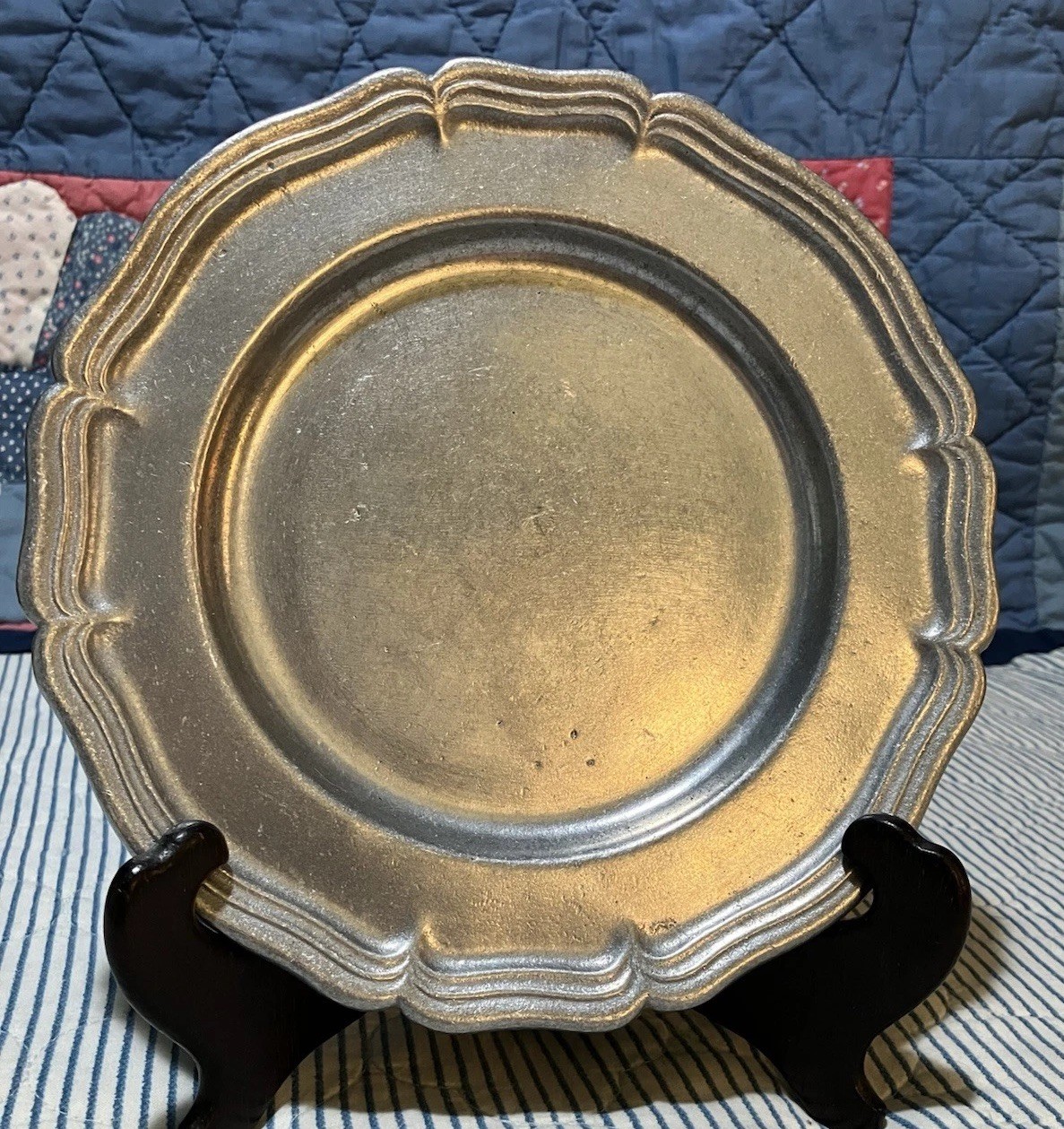 Vintage Bicentennial Pewter Style Colonial Plate Country Ware 1974, Metal